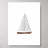 水彩ヴィンテージ帆船プリント ポスター (正面)