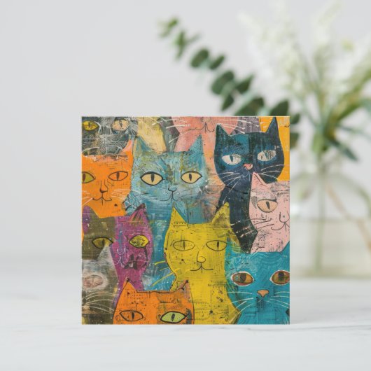 水彩ヴィンテージ抽象芸術猫(12) (スタンド正面)