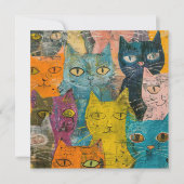 水彩ヴィンテージ抽象芸術猫(12) (正面)