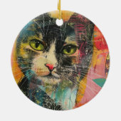 水彩ヴィンテージ抽象芸術猫(6) セラミックオーナメント (裏面)
