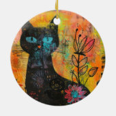 水彩ヴィンテージ抽象芸術猫(9) セラミックオーナメント (裏面)