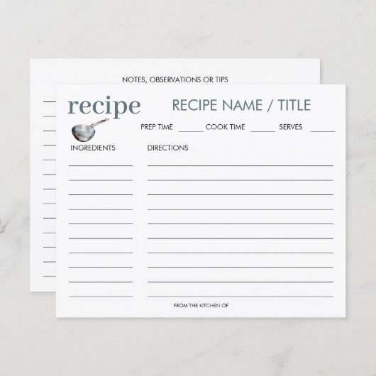 水彩ヴィンテージ揚げパンレシピカード (正面/裏面)