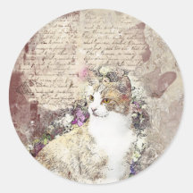 水彩ヴィンテージ猫