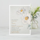 水彩ヴィンテージ白い花金ゴールド 招待状 (スタンド正面)