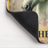 水彩ヴィンテージ白ユニコーンとピンクのバラ マウスパッド (コーナー)