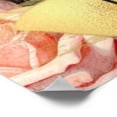 水彩ヴィンテージ白猫とピンクのバラ ポスター (角)