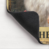 水彩ヴィンテージ白猫とピンクのバラ マウスパッド (コーナー)