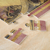 水彩ヴィンテージ白鹿とピンクのバラ ジグソーパズル (側面)