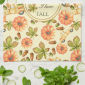 水彩ヴィンテージ秋パターン キッチンタオル (折り畳み)