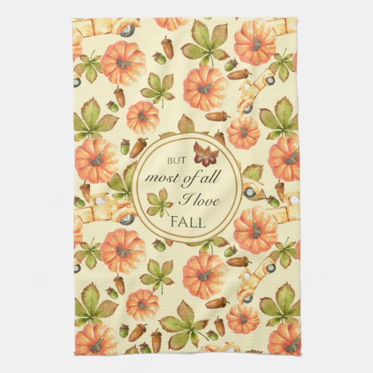 水彩ヴィンテージ秋パターン キッチンタオル (縦)