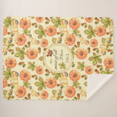 水彩ヴィンテージ秋パターン シェルパブランケット (正面(横))