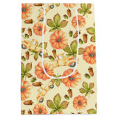 水彩ヴィンテージ秋パターン ミディアムペーパーバッグ (裏面)