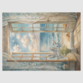 水彩ヴィンテージ窓シースケープシービーチ 薄葉紙 (正面)
