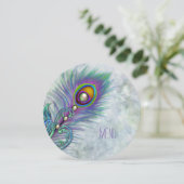 水彩ヴィンテージ結婚孔雀のメニュー 招待状 (スタンド正面)