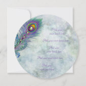 水彩ヴィンテージ結婚孔雀のメニュー 招待状 (裏面)