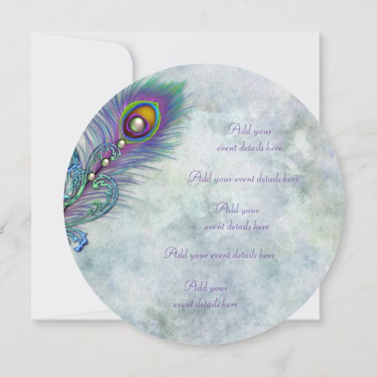 水彩ヴィンテージ結婚孔雀のメニュー 招待状 (裏面)