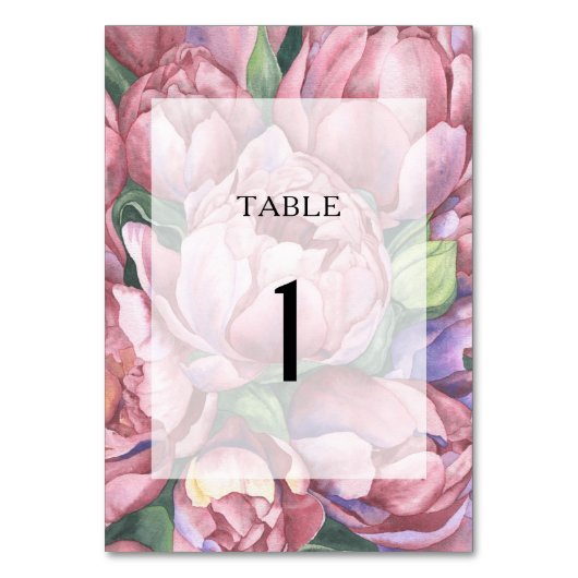 水彩ヴィンテージ結婚花 – テーブル番号 (裏面)