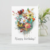 水彩ヴィンテージ花 案内状 (スタンド正面)