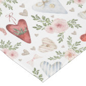 水彩ヴィンテージ赤いハート及びバラ ミディアムテーブルランナー (コーナー)