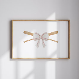 水彩ヴィンテージ野球こうもり及びボウポスター ポスター