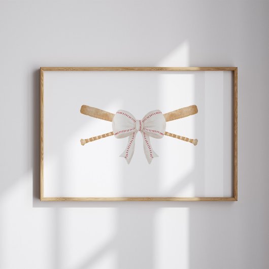 水彩ヴィンテージ野球こうもり及びボウポスター ポスター