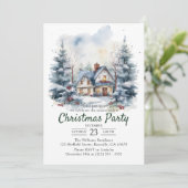 水彩ヴィンテージ雪のクリスマスパーティー 招待状 (スタンド正面)