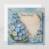 水彩ヴィンテージ青忘れ私ではなく花 シーズンカード (正面/裏面)