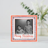 水彩ヴィンテージ フラワー レッド & ブルー フォト シーズンカード (スタンド正面)