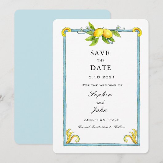 水彩ヴィンテージ レモン save the date セーブザデート (正面/裏面)