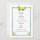 水彩ヴィンテージ レモン save the date セーブザデート (正面)