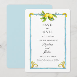 水彩ヴィンテージ レモン save the date セーブザデート