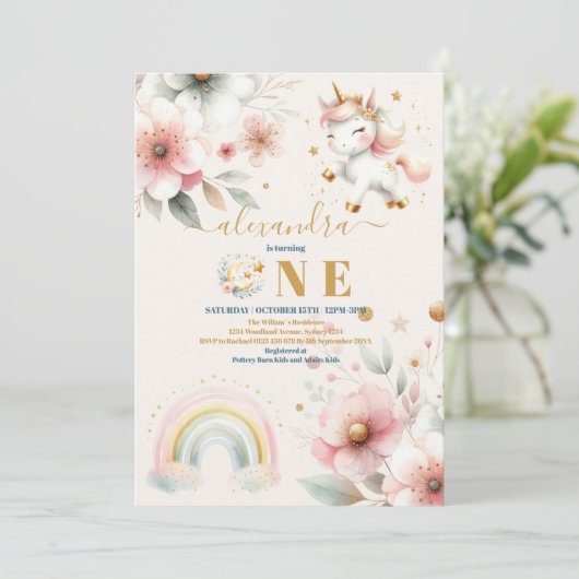 水彩一角水彩少女バースデーパーティー 招待状 (スタンド正面)