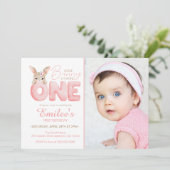 水彩一部のバニーはONEフォト誕生日 招待状 (スタンド正面)