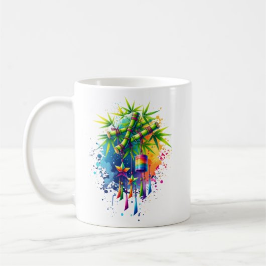 水彩七夕の木 コーヒーマグカップ (左)