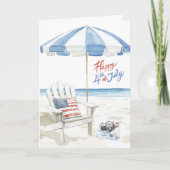 水彩七月ハッピー第四ビーチシーン空白の シーズンカード (正面)
