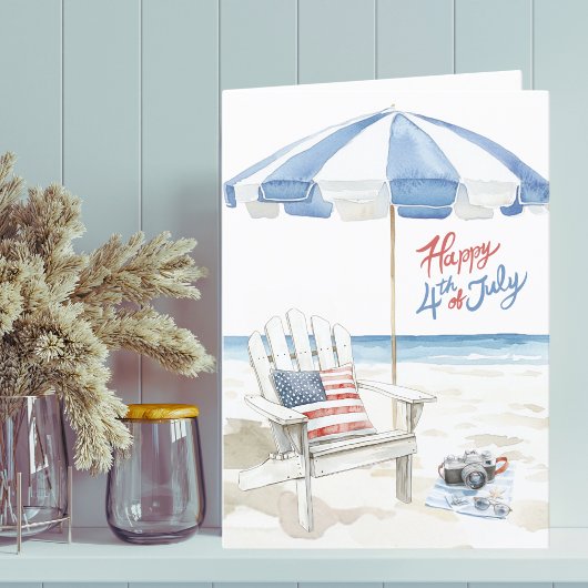水彩七月ハッピー第四ビーチシーン空白の シーズンカード