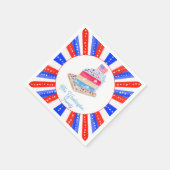 水彩七月四日ケーキパーティー スタンダードカクテルナプキン (角)