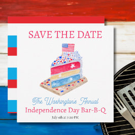 水彩七月四日ケーキパーティー セーブザデート