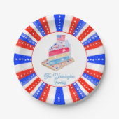 水彩七月四日ケーキパーティー ペーパープレート (正面)