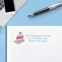 水彩七月四日ケーキパーティー ラベル