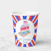 水彩七月四日ケーキパーティー 紙コップ (正面)