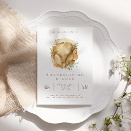 水彩七面鳥サンクスギビング夕食会 招待状