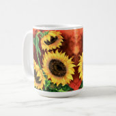 水彩三ひまわりコーヒーマグ コーヒーマグカップ (正面左)