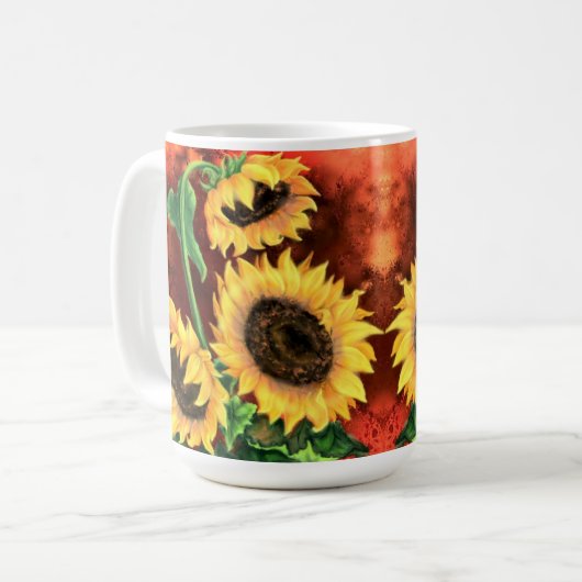 水彩三ひまわりコーヒーマグ コーヒーマグカップ (正面左)