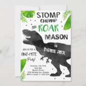 水彩三レックス恐竜3歳招待状 招待状 (正面)