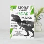 水彩三レックス恐竜3歳招待状 招待状 (スタンド正面)