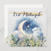 水彩三日月イードムバラク金ゴールドアクセント シーズンカード (正面/裏面)