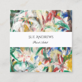 水彩三角形アーティストパーソナライズされたQRコード スクエア名刺