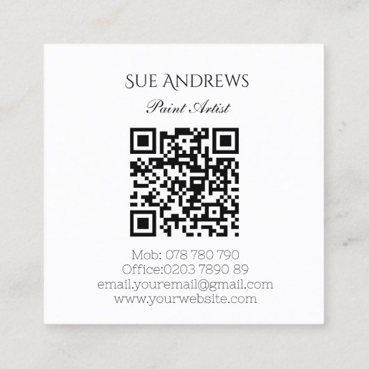 水彩三角形アーティストパーソナライズされたQRコード スクエア名刺 (裏面)