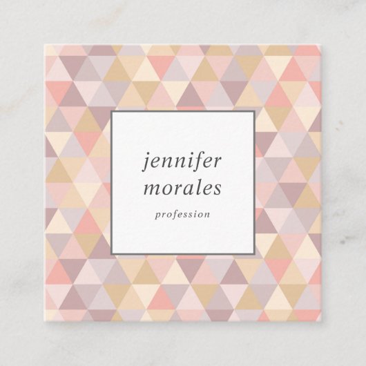水彩三角形メイブグレーピンククリームQRコード スクエア名刺 (正面)